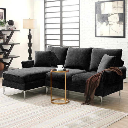 84 " Convertible Sectional Sofa, Modern Chenille L-Shaped Sofa Couch