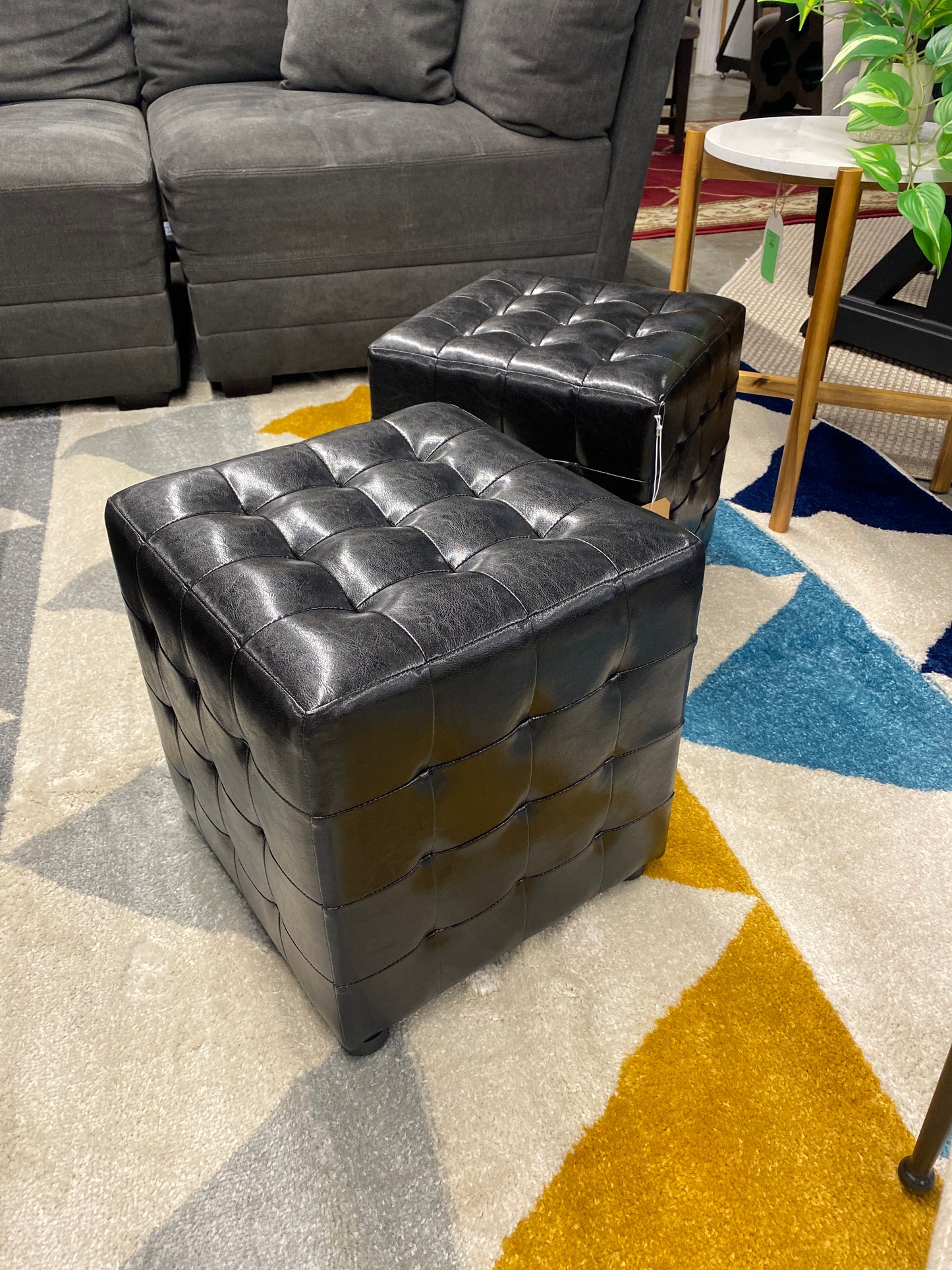 Set of 2 Siskal Modern Cube Ottoman Dark Brown - Baxton Studio (Please be advised that sets may be missing pieces or otherwise incomplete.)