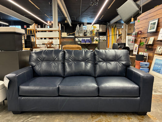 Santorine Leather Sofa in Navy