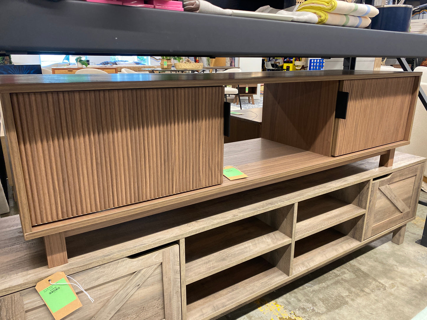 58" 2-Door TV Stand with Reeded Fronts - Mocha | Retail Price: $180