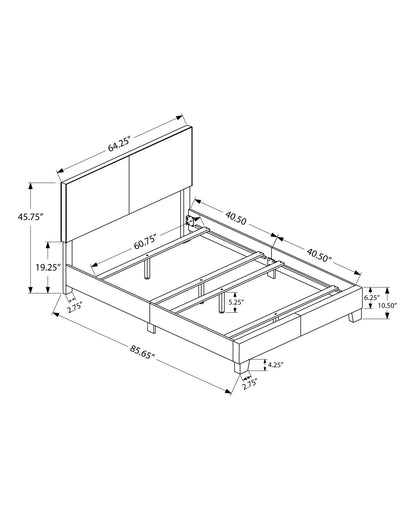 45.75inches White Solid Wood MDF and Foam Queen Size Bed with Leather