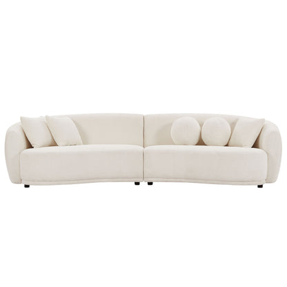 Sofa Soft / Comfy Teddy Fabric Upholstered Deep Seat Sectional Couch