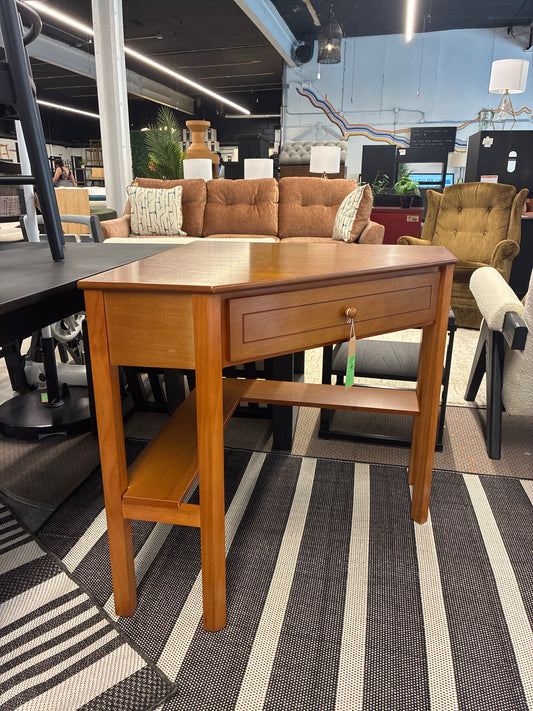 Buylateral Corner Desk with Drawer Cherry: Space-Saving, Functional Design with Drawer & Lower Shelves | Retail Price: $108.99