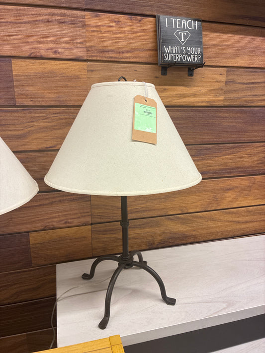 Antique Metal 4 Leg Table Lamp with Linen Shade *donated