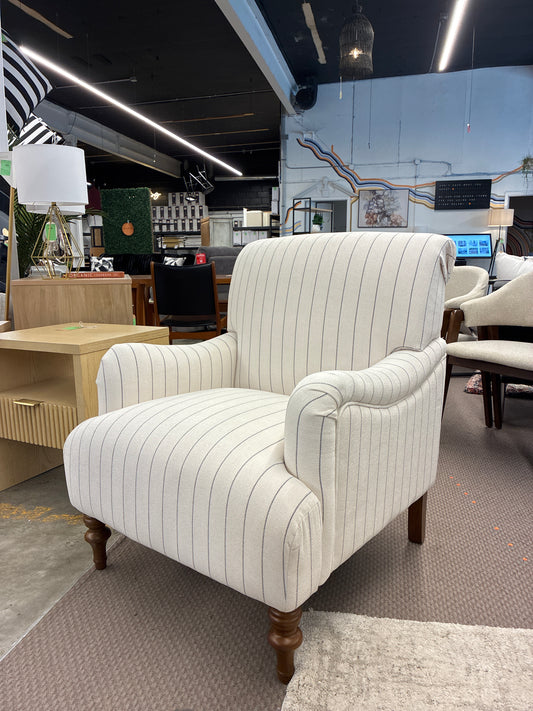 Comfort Pointe Seville Striped Arm Chair: Upholstered Traditional Accent, Foam Filled, Wood Legs In Sea Oat