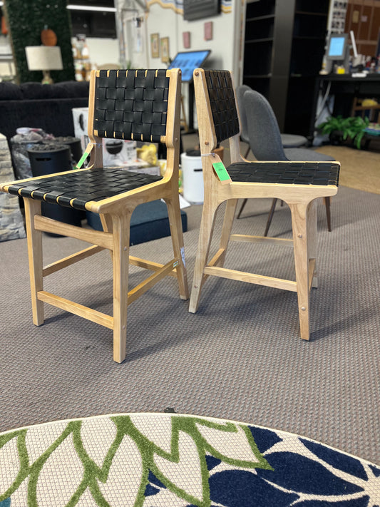 Ceylon Woven Counter Height Barstool Black/Natural - Threshold: Rubberwood Frame, 24" Seat Height Retail: $200 USED CONDITION