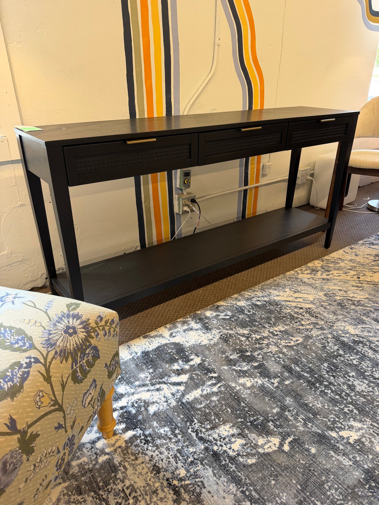 East Bluff Wicker Drawer Console Table Black - Threshold designed with Studio McGee — Retail: $350