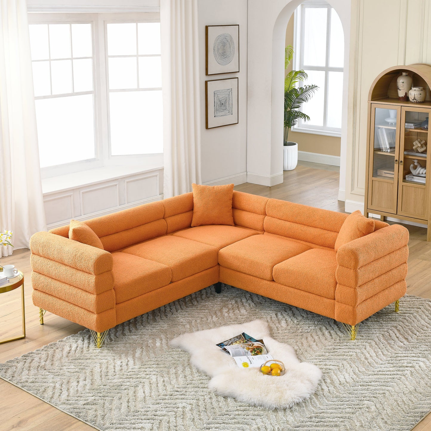 Oversized Corner Sofa, L-Shaped Sectional Couch by Sangria Beech