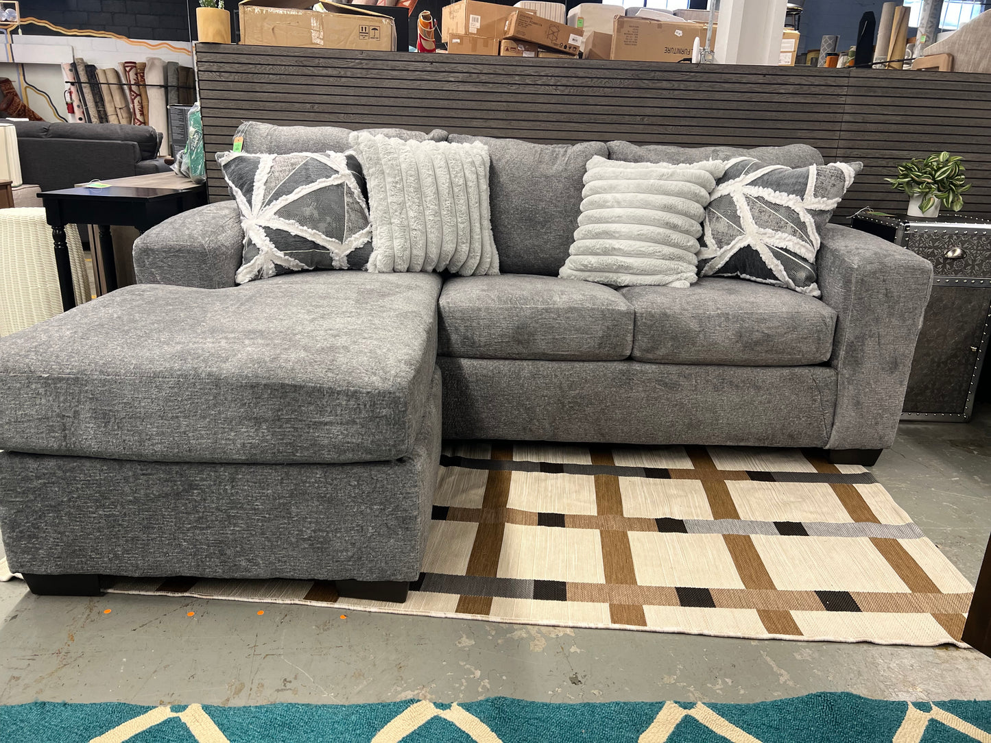 Posh Grey Sofa + Floating Ottoman | Retail Price: $940