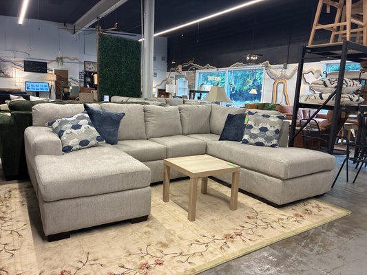 Herringbone Sectional Oatmeal