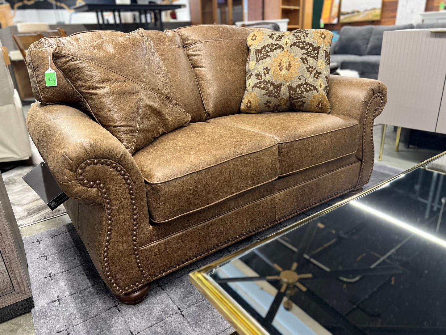 Schantz 70in Recessed Arm Loveseat with Reversible Cushions - Fabric: Java - Retail Price: $1079.99