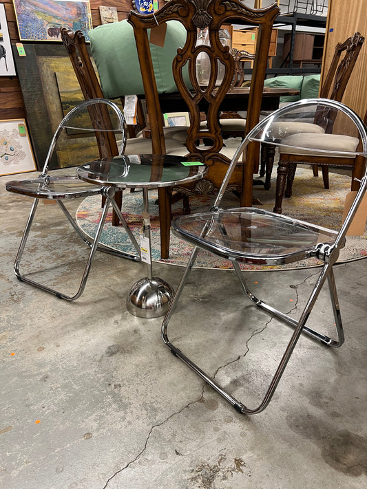 Modern Metal Acrylic Dorm Folding Chair Chrome - Room Essentials