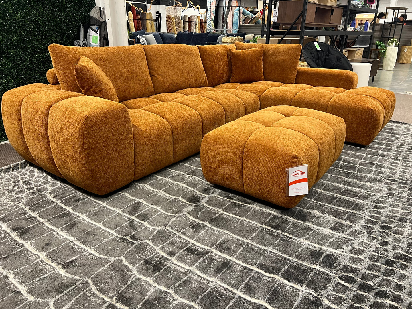 Camacho Upholstered Sectional Sofa with Ottoman Set Orange