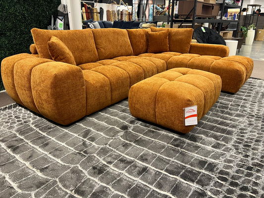 Camacho Upholstered Sectional Sofa with Ottoman Set Orange