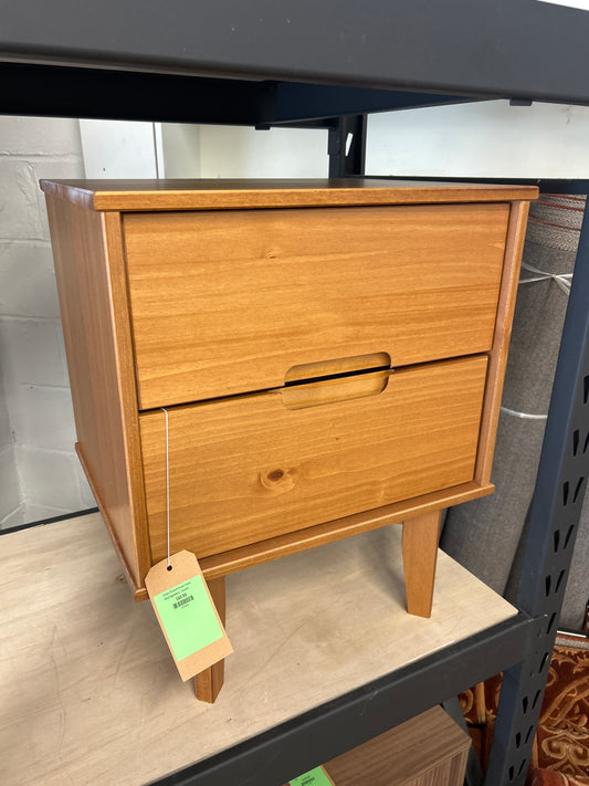 Sloane 2 Drawer Groove Handle Wood Nightstand - Caramel