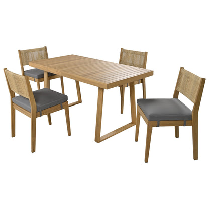 Multi-person Outdoor Acacia Wood Dining Table and Chair Set, Thick