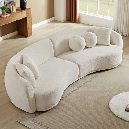 Sofa Soft / Comfy Teddy Fabric Upholstered Deep Seat Sectional Couch