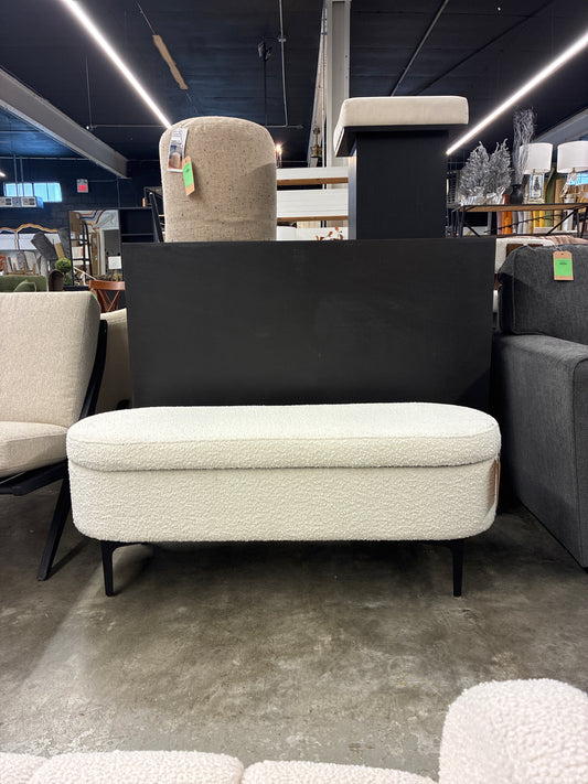 Assembled Storage Bench with Metal Legs Cream Boucle - Threshold - Retails Unassembled for $160 - Star Rating Online: 4.7/5 Stars