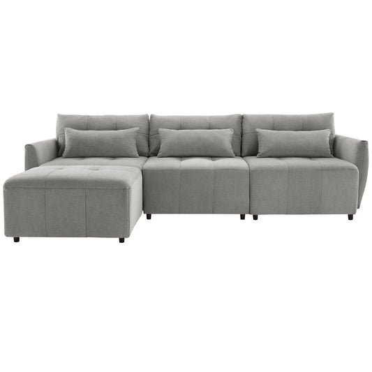 113.3" Convertible Sectional Sofa Couch 3-Seat L-Shaped Sofa with