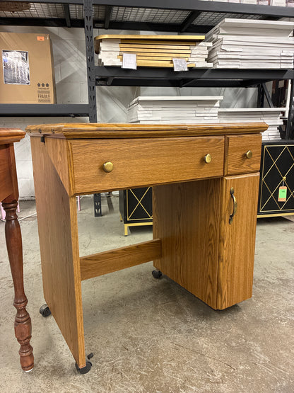 Wooden Folding Sewing Table on Wheels *donated