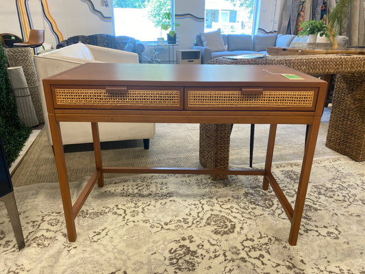 Minsmere Writing Desk with Drawers Brown - Threshold: Rattan Style, Home Office Furniture, Study Table | Retail Price: $221