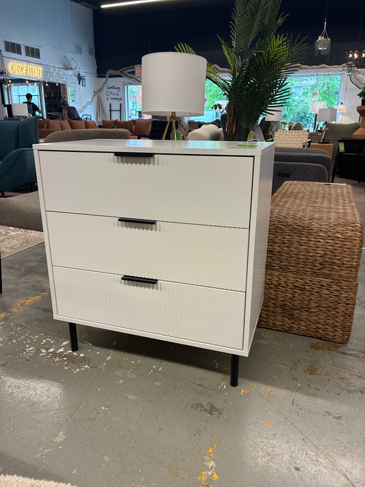 3 Drawer Fluted Dresser in White/Black