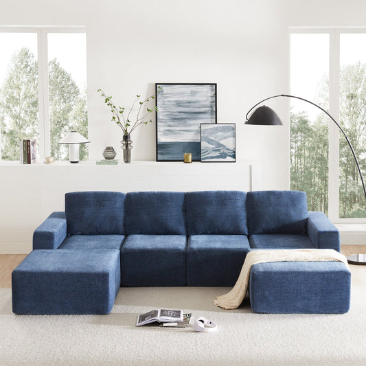 Modular U Shaped Sectional Sofa, Luxury Chenille Floor Couch