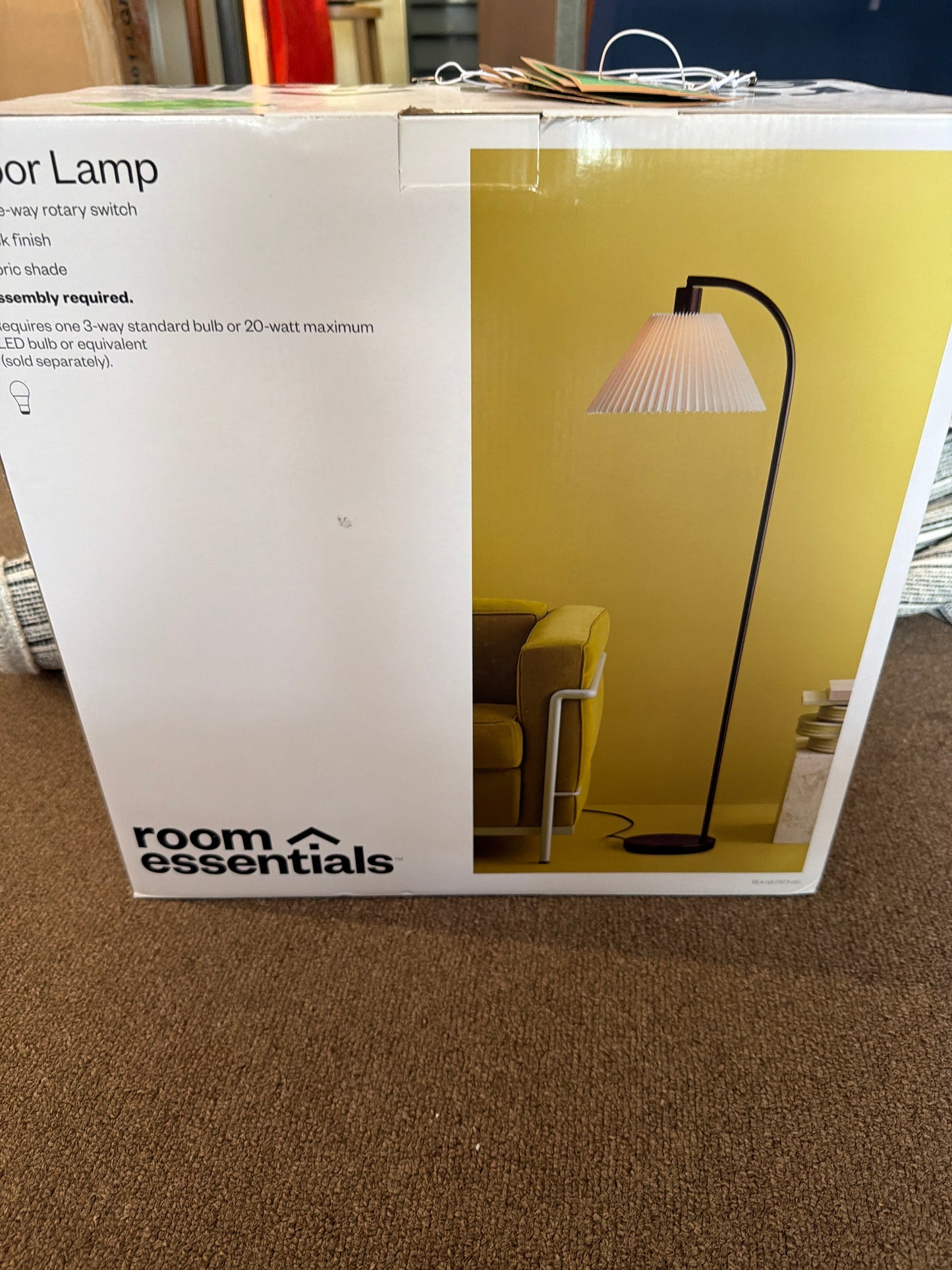 Room Essentials Downbridge Pleated Floor Lamp - Black | Retail Price: $75