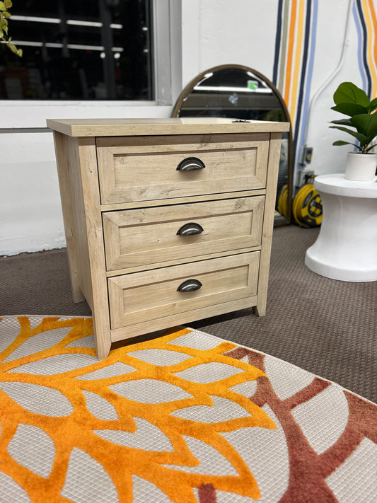 Odette 25" 3 Drawer cup handle Framed Nightstand - Grey Wash | Retail Price: $239