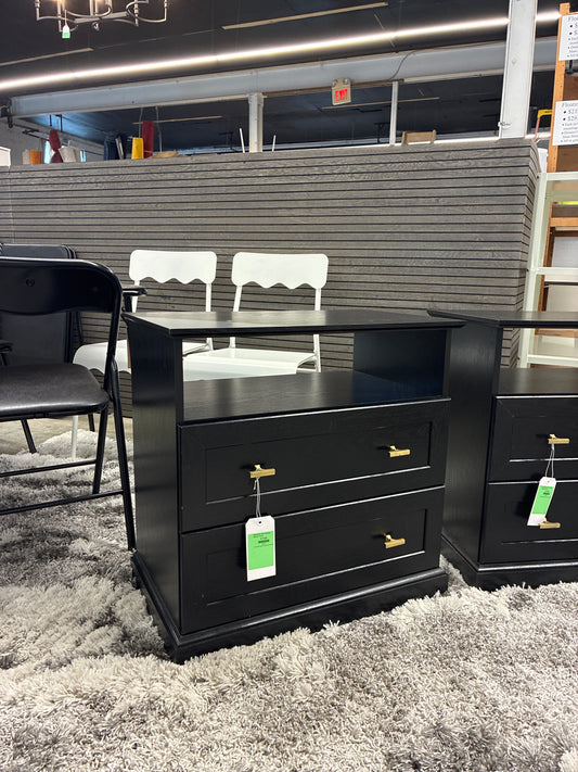 Walker Edison 2 Drawer Clyde Black Nightstand *donated