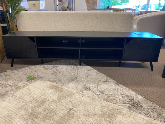 80in MCM Simple Wood TV Stand - Black | Retail Price: $192
