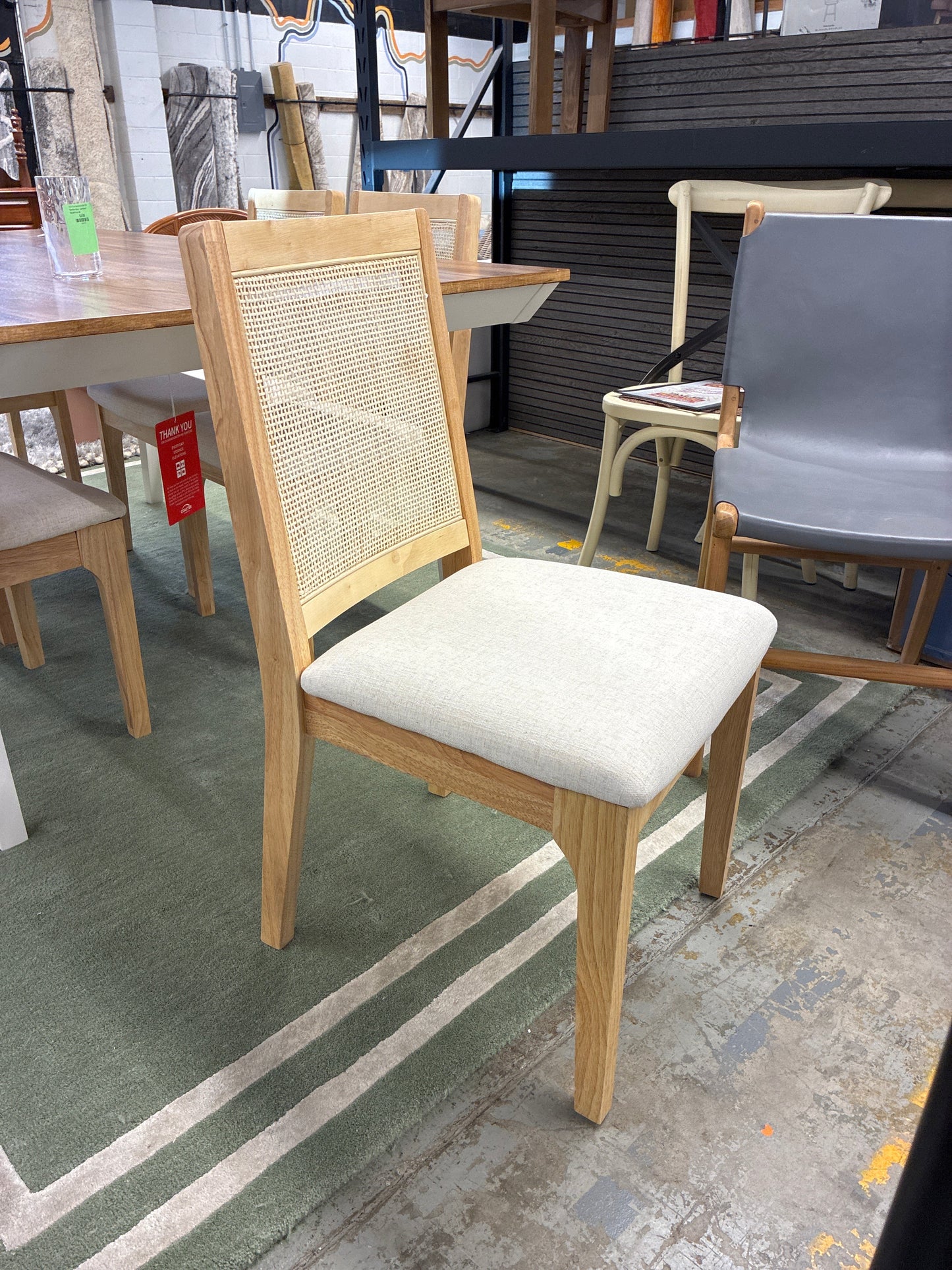 Solid Wood Dining Chair with Rattan Inset Back - 2pk - Natural