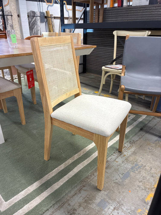 Solid Wood Dining Chair with Rattan Inset Back - 2pk - Natural