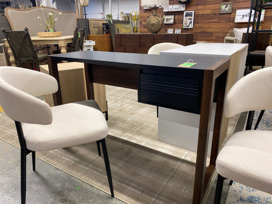 Ashton 46in Fluted Drawer Writing Desk - Dark Walnut/Solid Black | Retail Price: $245 | AS IS minor scratches