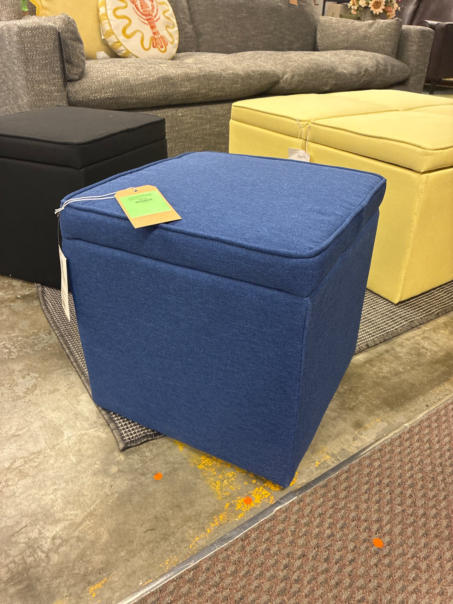 15" Square Small Single Storage Ottoman Blue - Room Essentials | Retail Price: $20
