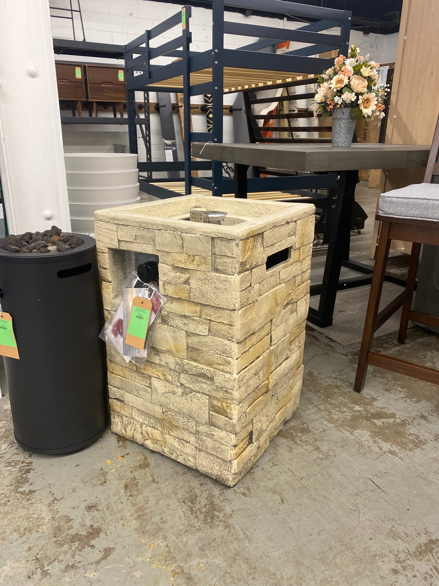 16" Stack Stone Column Fire Pit Light Brown - Threshold | Retail Price: $230