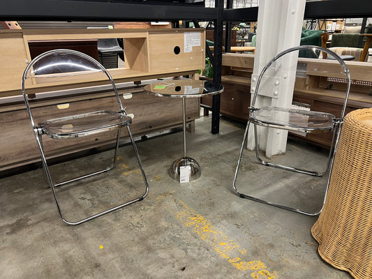 Modern Metal Acrylic Folding Chair Chrome - Room Essentials Retail:$50