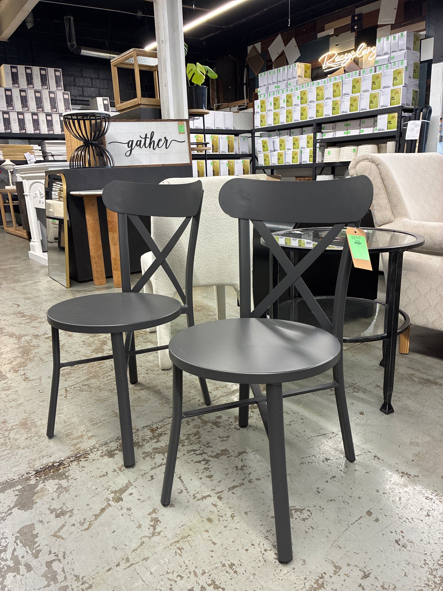 Set of 2 Core Cross Back Indoor / Outdoor Patio Chairs | Retail Price: $441