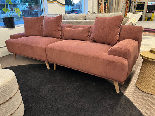 Elizabeth Corduroy Upholstered Extra Long Sofa Wine Red