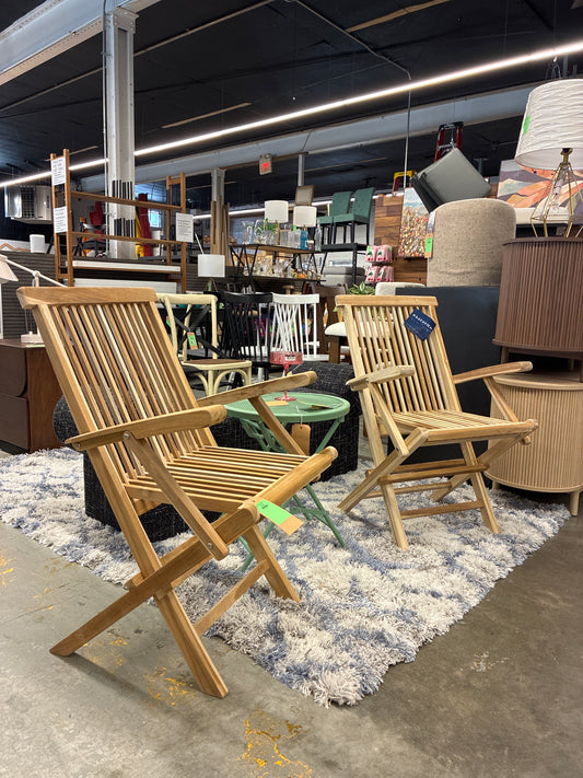 Set of 2 Marcus Teak Folding Arm Chairs | Retail Price: $304