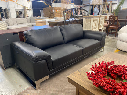 Aiert 86in Leather Match Pillow Top Arm Sofa - Upholstery: Black Leather Match - Retail Price: $2399.99