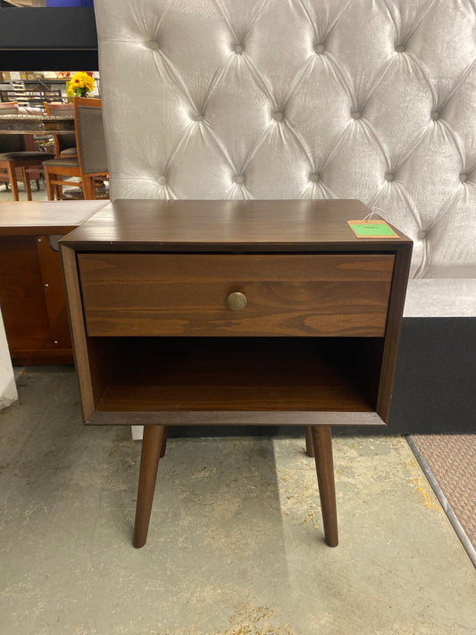 Mid Century 1 Drawer Solid Wood Nightstand - Walnut | Retail Price: $139