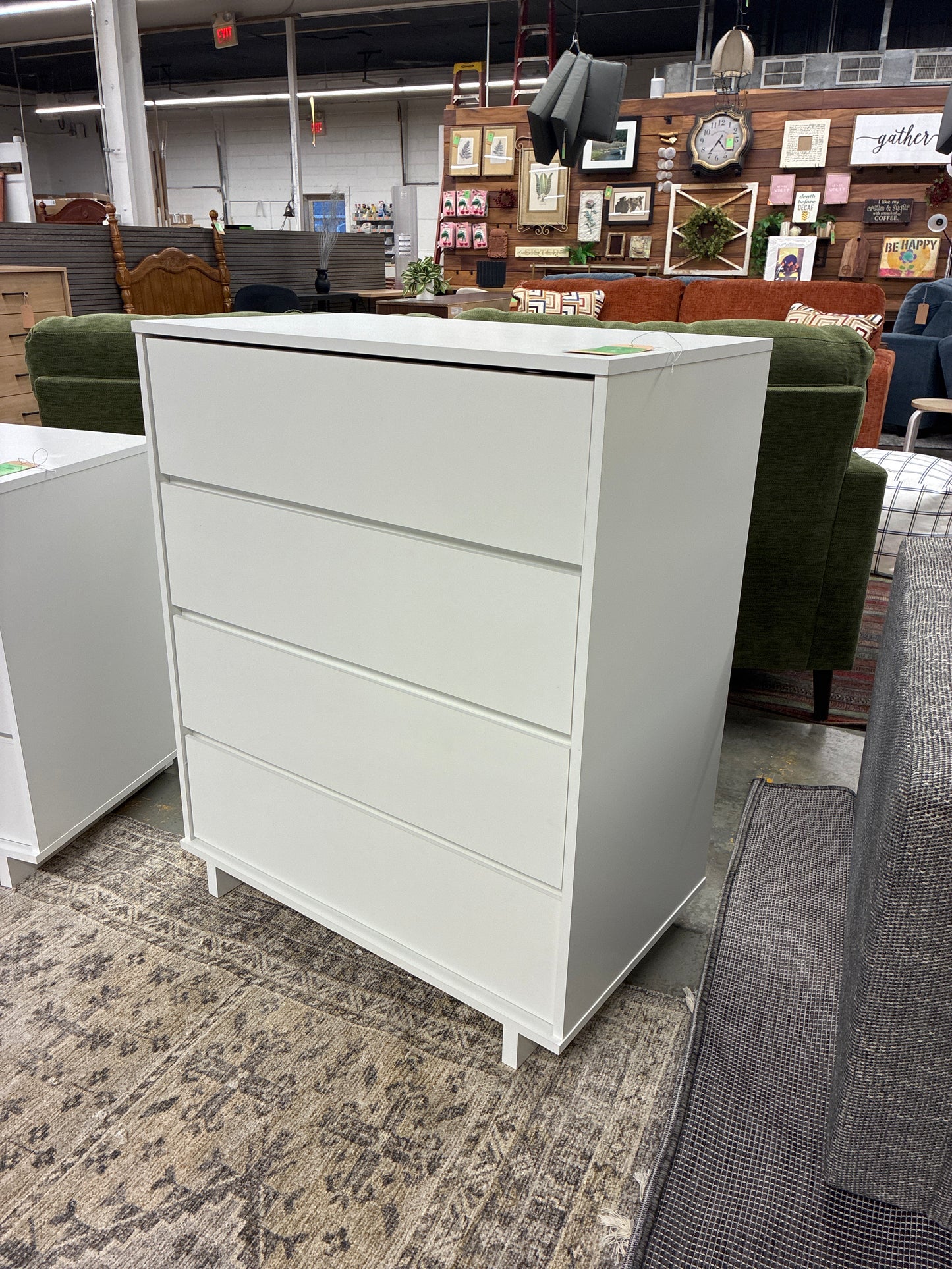 Modern 4 Drawer Dresser White - Room Essentials: Laminated, Streamlined, with Anti-Tip Hardware | Retail Price: $155