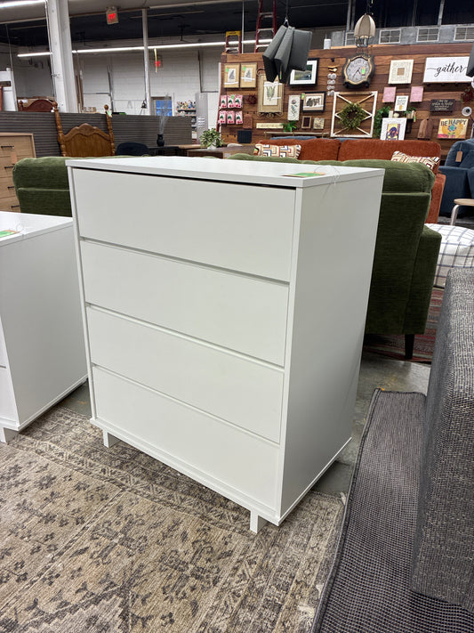 Modern 4 Drawer Dresser White - Room Essentials: Laminated, Streamlined, with Anti-Tip Hardware | Retail Price: $155
