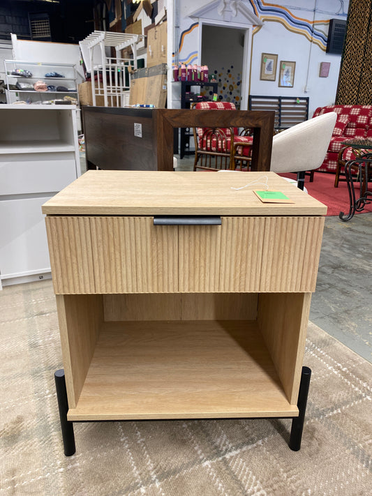 24" Reeded Wood 1 Drawer Nightstand - Coastal Oak | Retail Price: $129