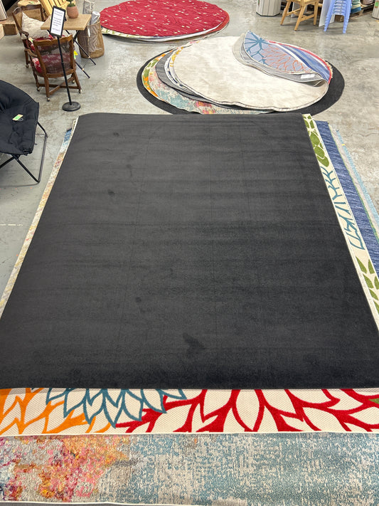 9 x 12 black area rug - Nourison Essentials Collection - as is (minor corner fray)