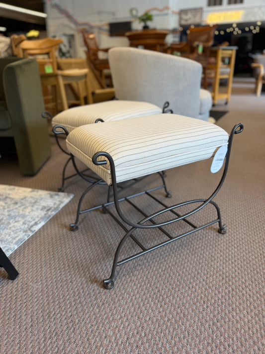 Metal Ottoman Performance Stripe Fabric - Threshold designed with Studio McGee; Fully Assembled Retail: $110