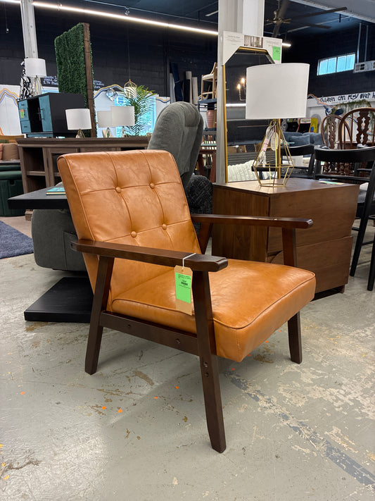 LuxenHome Accent Chair Living Room Upholstered Brown Armchair | Retail Price: $203