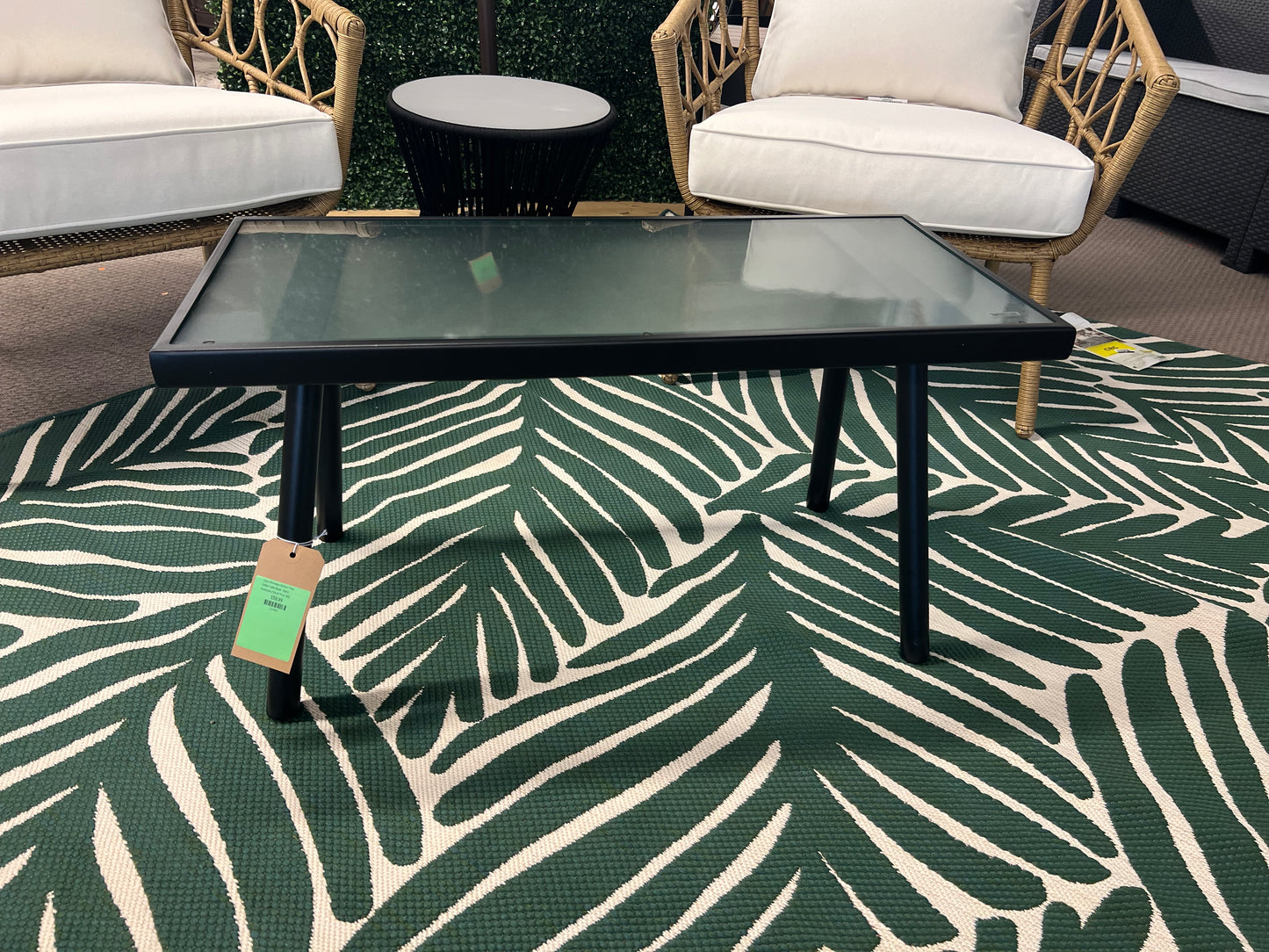 Glass Rectangle Outdoor Patio Coffee Table Black - Room Essentials | Retail Price: $80