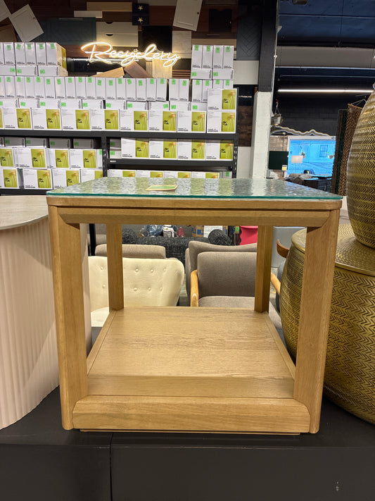 Benecarlo Wood And Glass Top Accent Table | Retail Price: $167